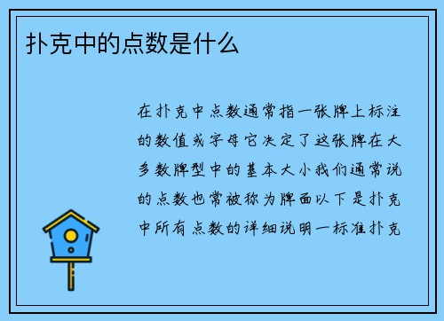 扑克中的点数是什么